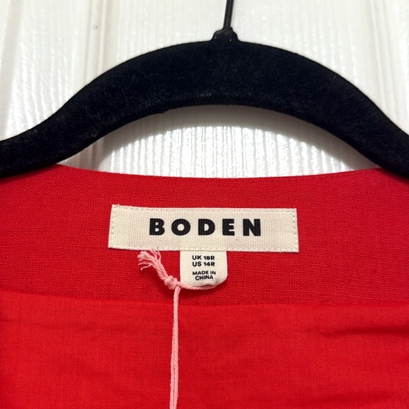 NWT Boden Anna Linen Tiered Midi Dress in Poppy Red - Picture 9 of 12